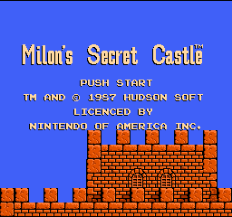Milon's Secret Castle title screen for NES